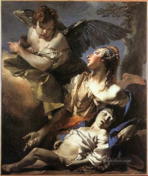  Riendo Pintura - El ángel que socorre a Agar Giovanni Battista Tiepolo